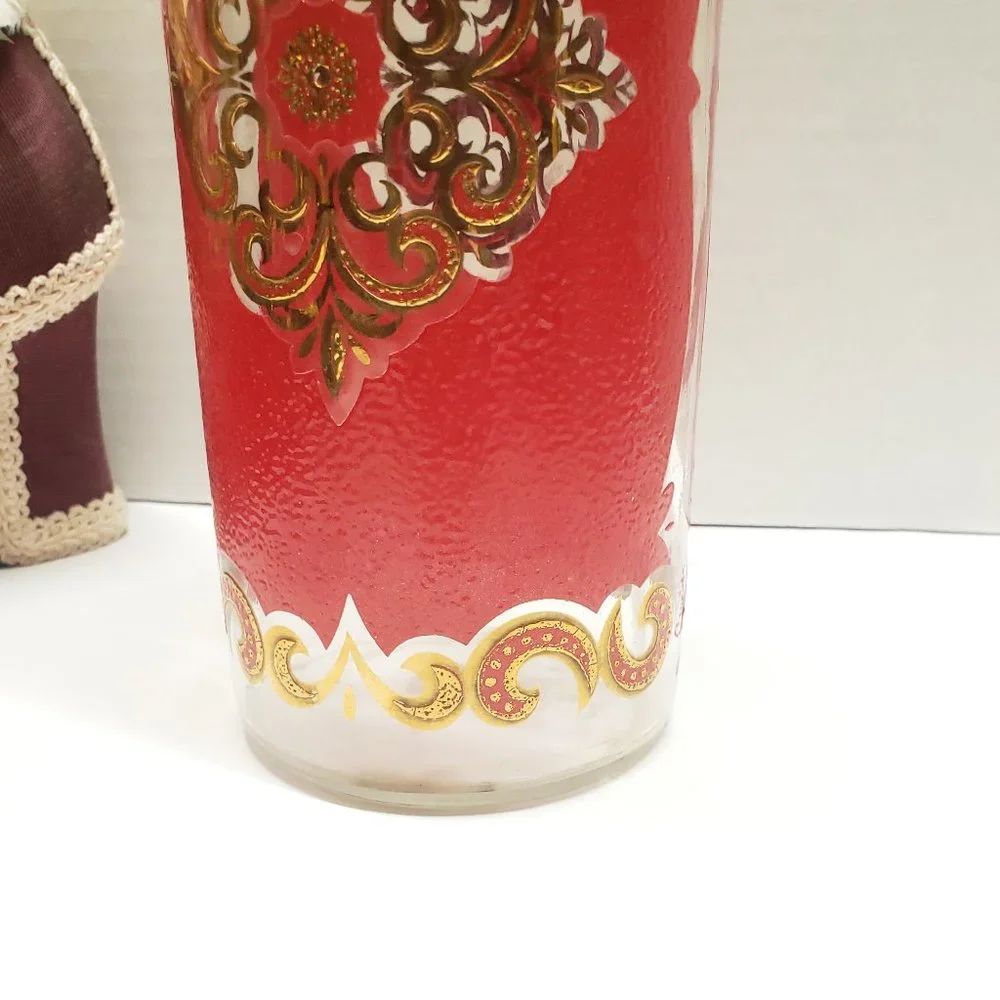 Vintage Starlyte Red & Gold Hand Painted Jar Art Deco Decor